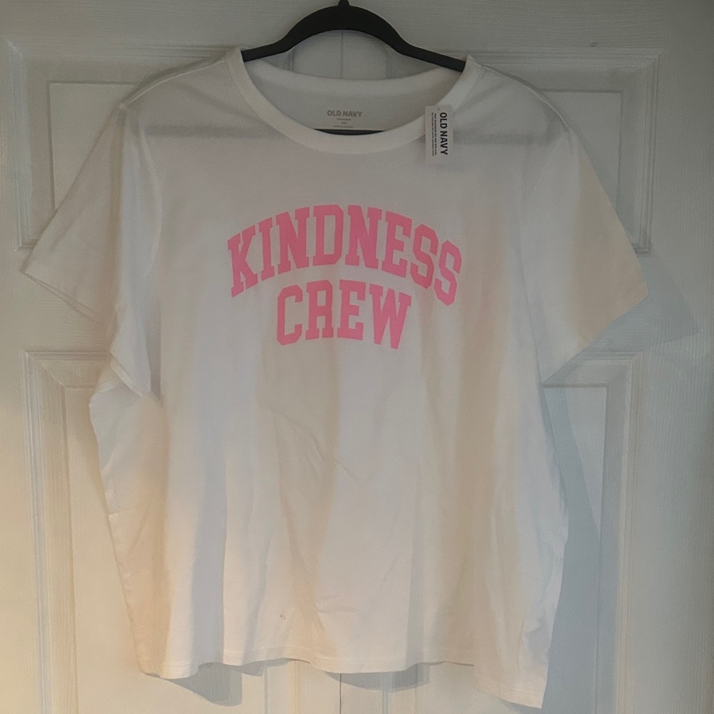 Old Navy White Tee with Pink 'Kindness Crew'